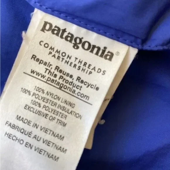 Patagonia Women lined Nano puffer Parka coat quilted Jacket sz Small Navy